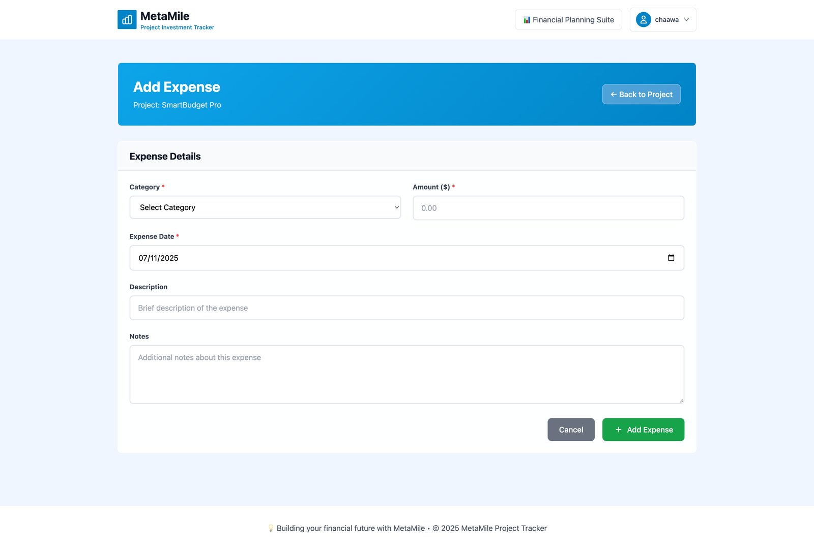 MetaMile - User Interface