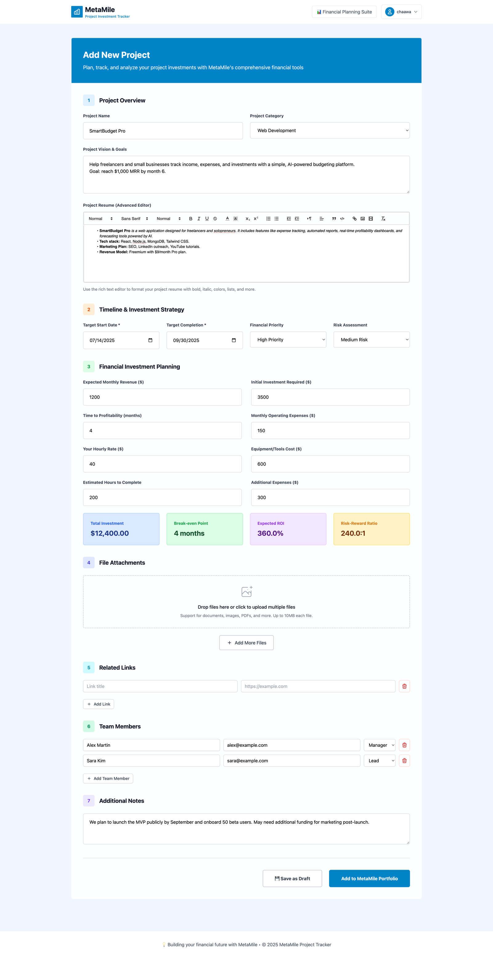 MetaMile - Settings